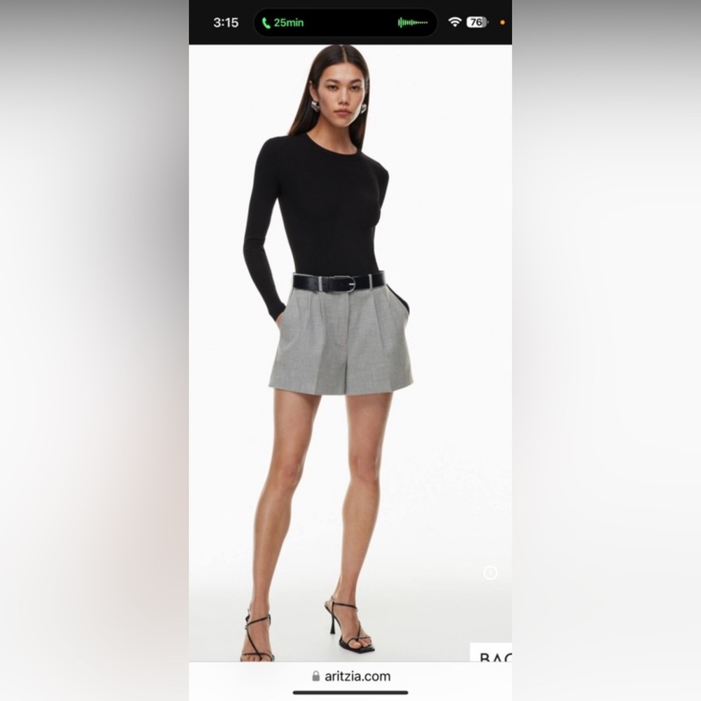 Babaton Gray Tailored Pleat Front Shorts